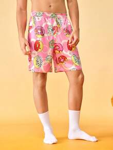Notgurli 男士休闲印花口袋短裤，家居服下装 - 彩色 - 查看 4