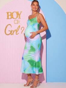 Loomaby Tie-Dye Casual Maternity Dress, Suitable For Vacation And Daily Wear - Multicolor - View 4