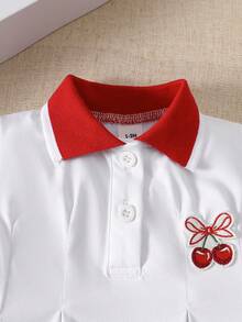 Đầm in hình bướm và anh đào, kiểu dáng thanh lịch, ngọt ngào, dễ thương, thường ngày cho bé sơ sinh. - trắng - Xem 4