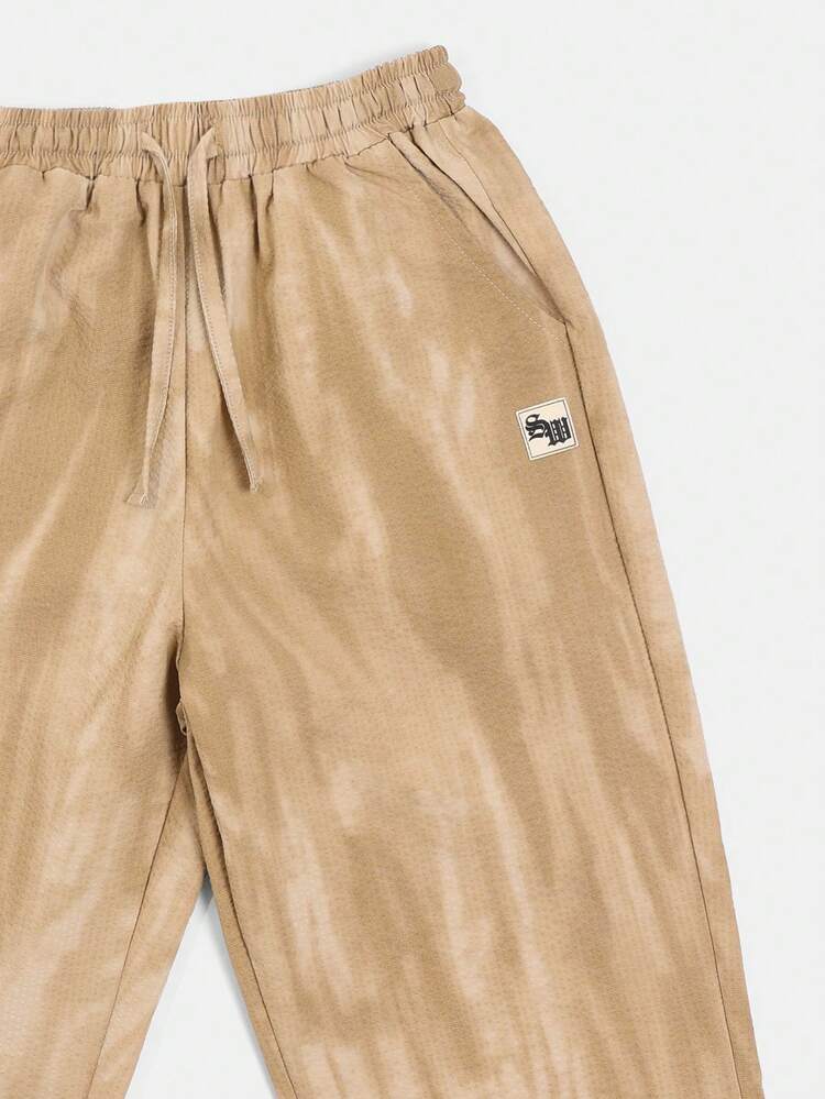 Calça Casual Infantil Masculina em Seersucker Lavado com Cordão, Cintura Elástica, Verão Leve, Confortável, Ajuste Relaxado, Bolsos Laterais, Uso Diário