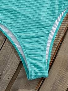 Swim Chiccia Áo tắm liền thân dây mảnh màu trơn dành cho nữ, chất liệu vải đặc biệt. - Màu xanh lam - Xem 4