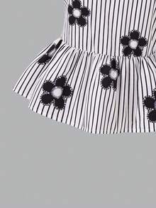 Conjunto de 2 peças para meninas pré-adolescentes: roupa elegante para férias, composta por blusa regata de gola redonda com laço nas costas e calça pantalona folgada. - Multicolorido - Ver 4