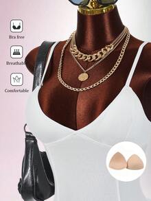 Amplova Vestido mini ajustado de mujer con capa de unicolor, acolchado y con tirantes - Blanco - Ver 5
