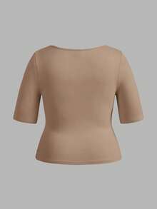 SHEIN BASICS 3件套休闲纯色针织圆领短袖修身加大码T恤 - 彩色 - 查看 11