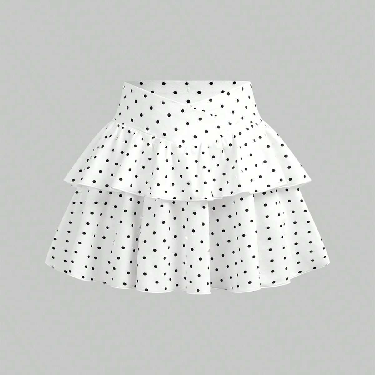 Falda mini con estampado de lunares blancos para niñas/preadolescentes, informal, deportiva, escolar, vuelta al colegio, con pantalón corto incorpor