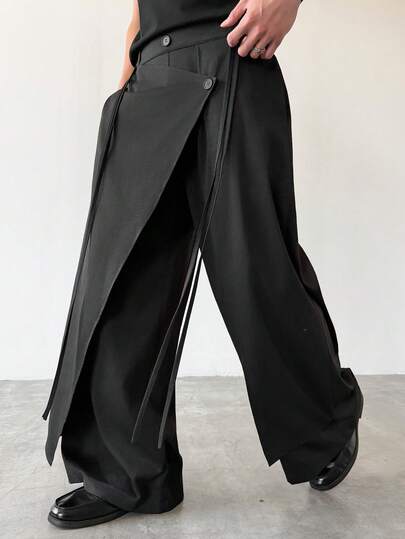 HUEFORM Pantalones casuales de uso diario de unicolor y botones para hombres