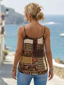 SHEIN LUNE Áo ba lỗ phong cách Bohemian giản dị mùa hè dành cho nữ - màu nâu - Xem 2