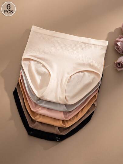 6pcs/Pack Women's Comfortable High Waist Seamless Briefs