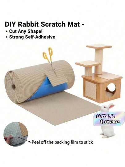 1 cuộn thảm cào móng tự dính cho thỏ, lót chuồng có thể cắt theo ý muốn cho thỏ và chuột lang, tấm lót sàn cho thú cưng có thể giặt được để chăm sóc móng và răng.