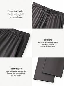 LUVLETTE Pantalones de pijama de algodón puro 100% suave y básico de color gris para hombres de talla grande, para primavera y verano, pantalones de salón, lencería como ropa exterior, pantalones de pijama transpirables, pijamas de otoño - Gris - Ver 7