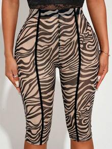 Radiana Quần legging lửng xuyên thấu gợi cảm họa tiết da báo, thích hợp cho mùa xuân/hè. - Nhiều màu - Xem 6