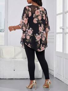 SHEIN Lady 大码优雅印花衬衫，夏季 - 彩色 - 查看 2