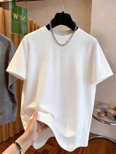 Franclia Women's Solid Color Round Neck Short Sleeve T-Shirt, Casual Daily Wear, Spring/Summer