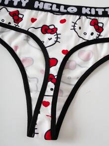 HELLO KITTY AND FRIENDS | SHEIN 女士字母腰带舒适丁字裤 - 紅白色 - 查看 4
