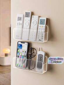 1pc Remote Control Storage Box, Wall-Mounted TV/AC Remote Holder, Acrylic Transparent Wall-Mounted Phone/Cosmetic Organizer - Multicolor - View 2