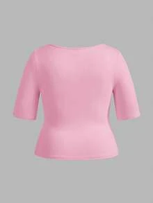 SHEIN BASICS 3件套休闲纯色针织圆领短袖修身加大码T恤 - 彩色 - 查看 11