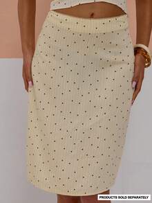 MUSERA Chân váy midi chấm bi, viền chun, gấu thẳng, kiểu dáng dễ thương, gợi cảm, thích hợp cho mùa xuân hè, đi nghỉ mát, đi chơi, nữ tính, cá tính, trả phòng muộn. - Màu vàng - Xem 1