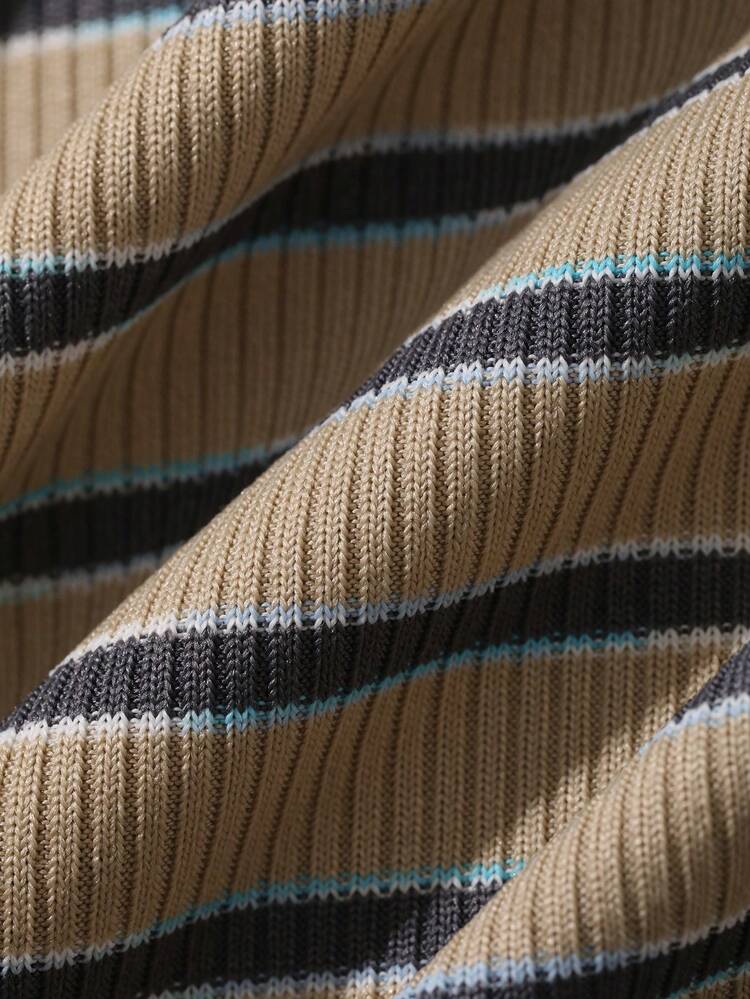 Striped Round Neck Short Sleeve Casual T-Shirt For Women