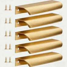 5PCS Brushed Gold Cabinet Handles, Suitable For Cabinets And Wardrobes, Sizes: 8cm/3.15in, 12cm/4.72in, 15cm/6in, 20cm/7.87in, 30cm/11.8in, Kitchen Cabinet Pulls, Drawer Pulls, Modern Concealed Aluminum Handles For Wardrobe Doors, Brushed Gold - Gold - View 13