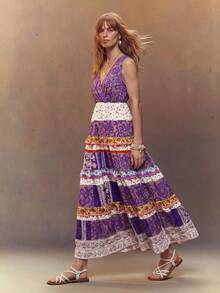 Fembélia Vestido largo de estilo bohemio con estampado, con vibra de vacaciones - Multicolor - Ver 2