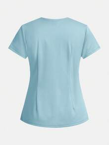 TaskEZ 3pcs Women's Basic V-Neck Double Pocket Short Sleeve Scrub Uniform Set - Multicolor - View 9