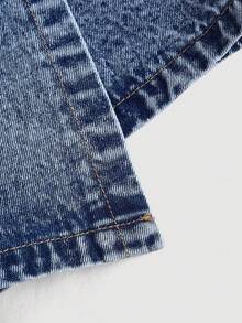Đầm mini denim hai dây SHEIN PETITE dành cho nữ, kiểu dáng thường ngày và thoải mái cho mùa hè. - Rửa trung bình - Xem 3