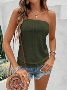 Breezaya Women's Solid Color Casual Versatile Daily Wear Tube Top - Army Green - View 5