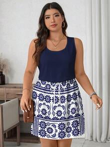 EMERY ROSE Vestido de longitud completa minimalista y casual de talla grande - Multicolor - Ver 6