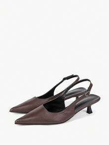 Alvarani 4cm Brown High Heel Pumps, Party Dress Shoes, Slip-On Stilettos, Pointed Toe High Heels For Women, Elegant, Kitten Heels - Brown - View 6