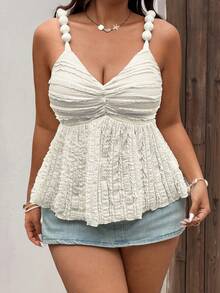 Sunnyshic Textured Twist Camisole Tank Top, Unique Design, Sexy Slim Fit Cropped Vest For Summer Gym Brown - Apricot - View 3