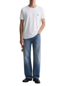 Armani 2 Pack Men's T-Shirts White - White/White Blu Logo - View 4