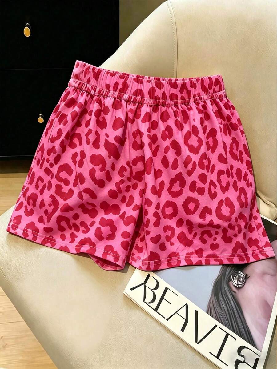 EMERY ROSE Pantalones cortos casuales de mujer con estampado de leopardo, estilo Y2K - Multicolor - Ver 1