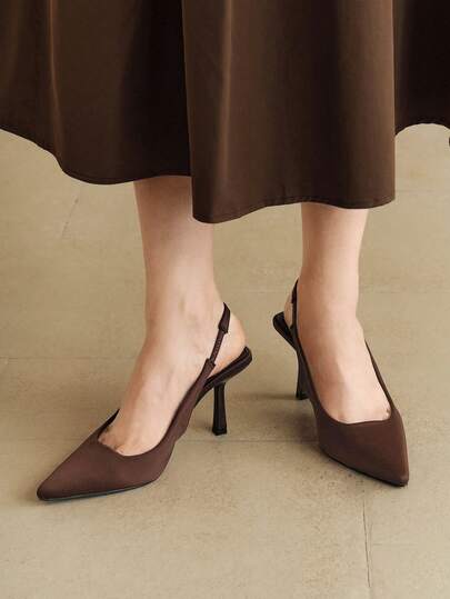 Alvarani Salto Alto Casual Feminino Outono/Inverno 2025 com Bico Fino, Salto Fino, Cano Baixo e Tira Traseira, Salto Gatinho, Elegante, Sapatos Femininos, Elegante