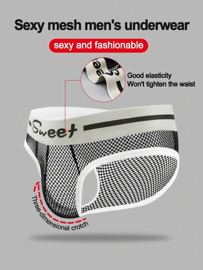 DrisQ DrisQ Men's Contrast Color Letter Print Sheer Sexy Briefs Underwear