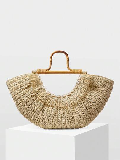 MOTF WOMEN'S TOTE BAG, EXQUISITE FASHION HOLIDAY FAN-SHAPED HANDBAG