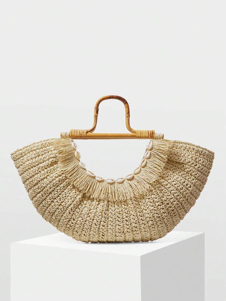 WOMEN'S TOTE BAG, EXQUISITE FASHION HOLIDAY FAN-SHAPED HANDBAG