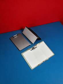 Joivida 1Pc Stainless Steel A4 Tri-Fold Clipboard, Horizontal & Vertical Dual Style, Foldable Portable Document Writing Board For Office & School - Multicolor - View 2