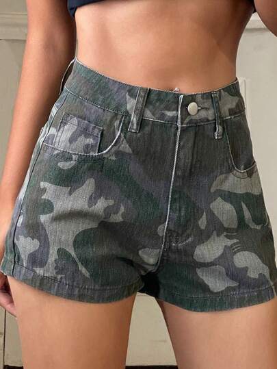 DAZY Women's Camouflage Super Short Sexy Casual Street Denim Shorts