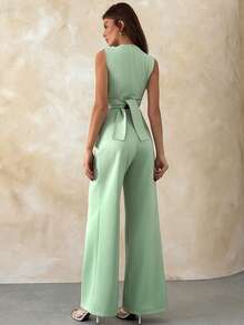 EURMUSE Women Tops And Pant Regular Fit Suits - Mint Green - View 3
