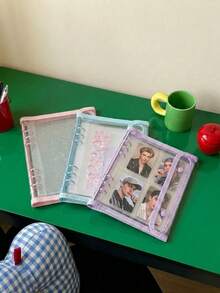 Joivida Format A5 Classeur avec deux couvertures, livret d'autocollants, carnet de bord, pages à onglets encastrés, set de rechange, classeur A5, livret d'autocollants, cahier à feuilles mobiles, 10 sacs de remplissage adhésifs, album photo DIY à gouttes de rosée et feuilles, fournitures scolaires pour la rentrée - Tricot A5 - Voir 1