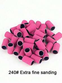 100 piezas/caja Juego de bandas de lijado con eje de metal Brocas de taladro de uñas para eliminar esmalte de uñas, gel, piel muerta y callosidades, cortador de bandas de lijado, suministros para uñas, herramientas para uñas, herramientas de arte de uñas, de vuelta a la escuela, uñas, herramientas para uñas postizas - Rosa Fucsia - Ver 10