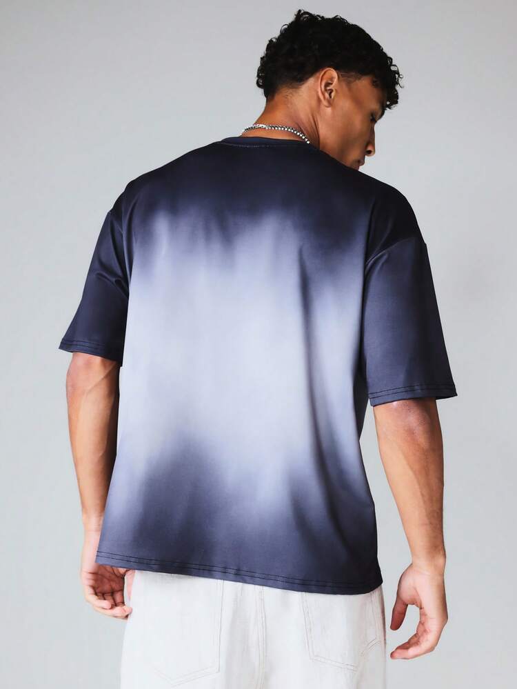 Oversized Gradient Ash Grey Crew Neck Short Sleeve T-Shirt Casual Streetwear Urban Style Everyday Comfort