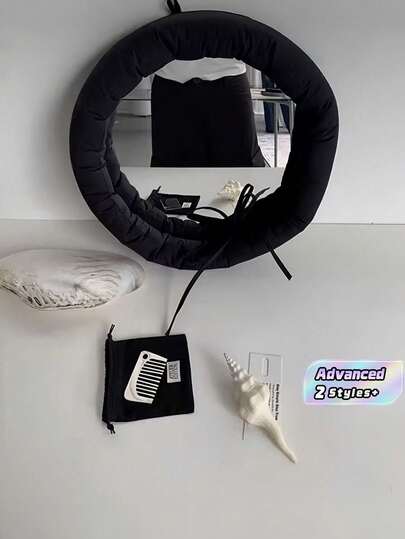 1 pièce - Miroir en tissu de couleur unie noir et blanc, peut être accroché, doux et mignon, miroir de décoration d'intérieur simple, miroir de maquillage, miroir en acrylique
