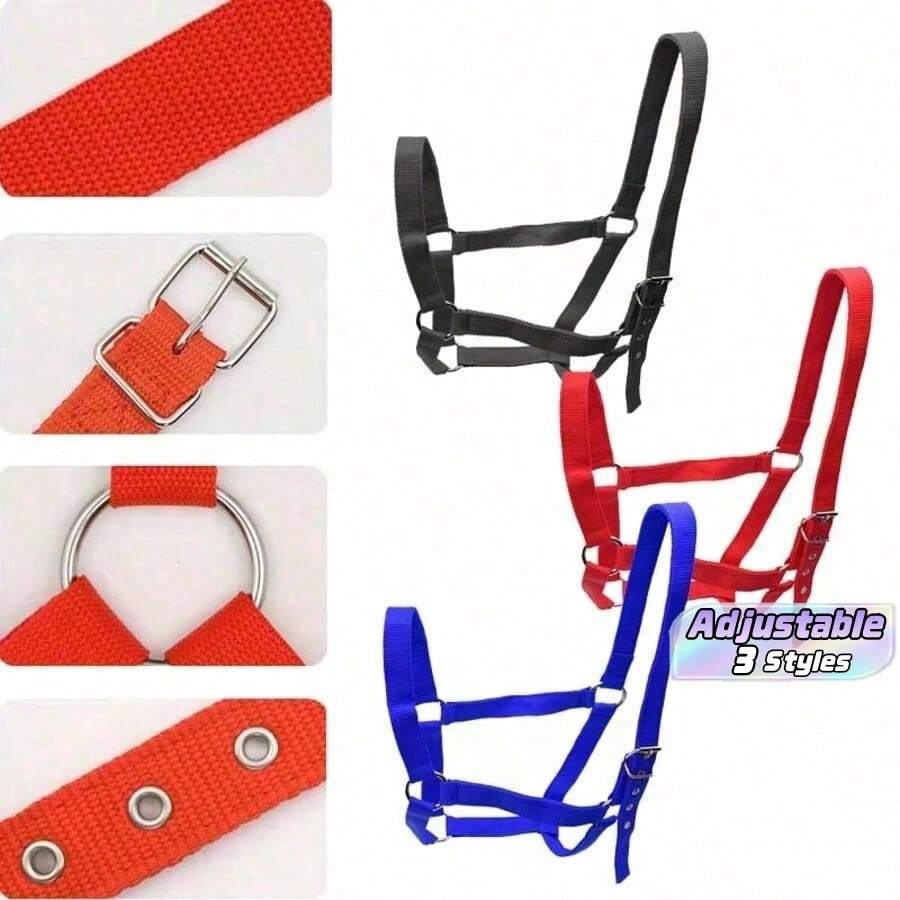 1pc Adjustable Horse Halter, 2.5CM Wide PP Webbing Horse Bridle Headstall, Suitable For Various Equestrian Training And Riding Scenarios, Essential For Outdoor Riding