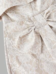 MOD Mono de encaje blanco romántico y soñador sin tirantes con lazo - Fiesta de té en el jardín, cita, fiesta, ropa de verano y primavera para mujer, vacaciones de primavera, picnic, festival, atuendo de cumpleaños. - Albaricoque - Ver 3