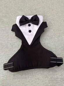 Abbigliamento per cani domestici, completo, cravatta, set cravatta, adatto per cani di piccola e media taglia e per occasioni formali - Bianco e nero - Visualizzare 5