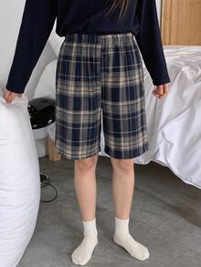 DAZY Tween Girls Plaid Woven Pajama Pants - Navy Blue - View 3