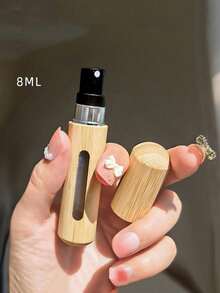 1pc 5ml + 1pc 8ml Perfume Atomizer Bottle Set, High-End Bamboo Shell Bottom Refillable Spray Bottle, Empty Travel Size Perfume Container With Leak-Proof Design, Portable Small Empty Bottle For Fragrance, Mini Perfume, Spray Bottle For Hair - Khaki - View 9