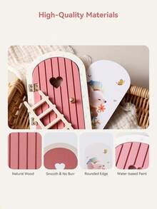 MINKOJA 1Pc Miniature Wooden Door, Ladder, Nordic Style Miniature Wooden Door, Suitable For Miniature Scene Decoration - Multicolor - View 11