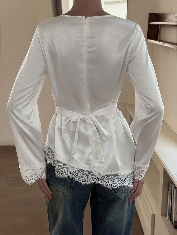 Women's Lace Patchwork Casual Versatile Daily Wear Shirt